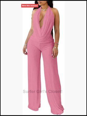 Women's 2 Piece Halter Top Wide Leg Pants Mesh Set Going Out Outfit